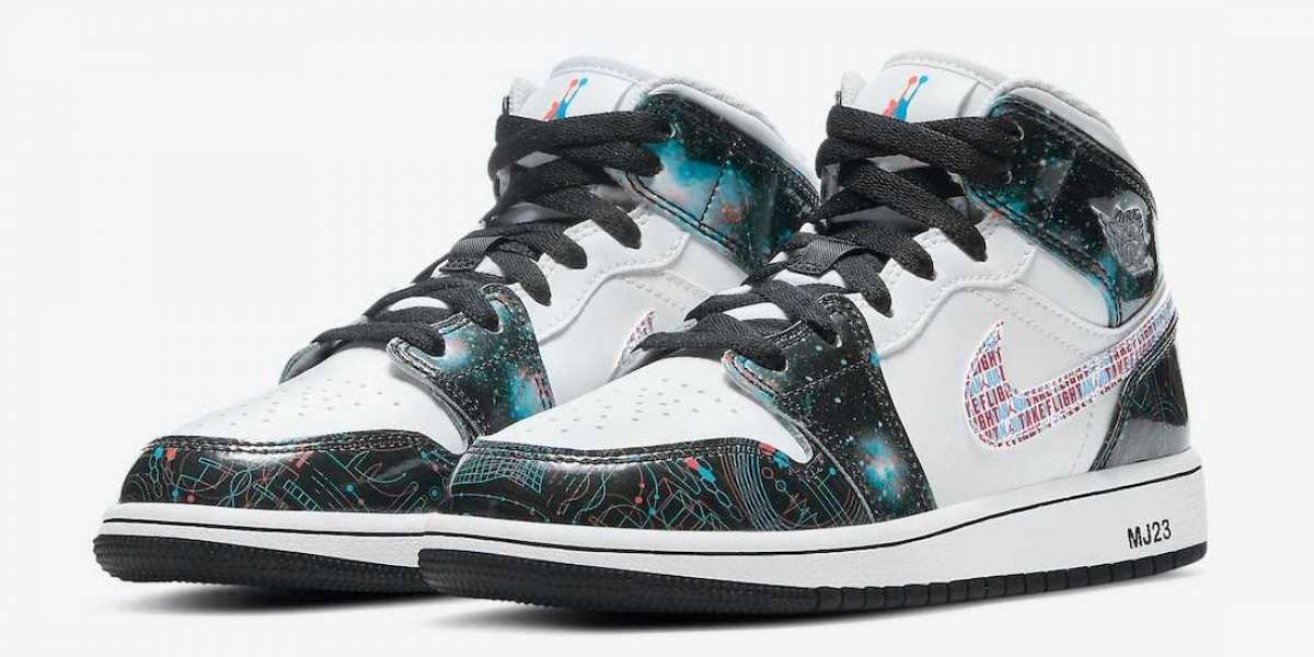 The starry sky 3D theme is here again! Air Jordan 1 Mid SE GS "Take Flight" DD3105-114 Cheap For Sale