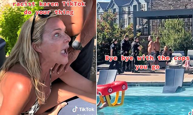 Woman launches vicious racial attack on Latino family at pool party in shocking TikTok video | Daily Mail Online